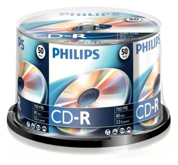 Philips CD-R 700MB / Optický disk / 52x / 80 min / Spindl 50 ks (CR7D5NB50/00)