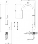 MEXEN - Flex dřezová baterie, chrom/ šedá 670900-06