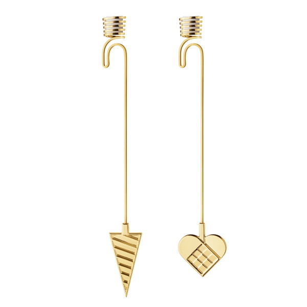 Georg Jensen Pozlacený závěsný svícen na stromeček Heart/Cornet – set 2 ks, zlatá barva, kov
