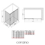 CERANO - Sprchový kout Lantono - pravá - 8 mm - Soft-Close - chrom, mléčné sklo - 170x90 - posuvný CER-665614