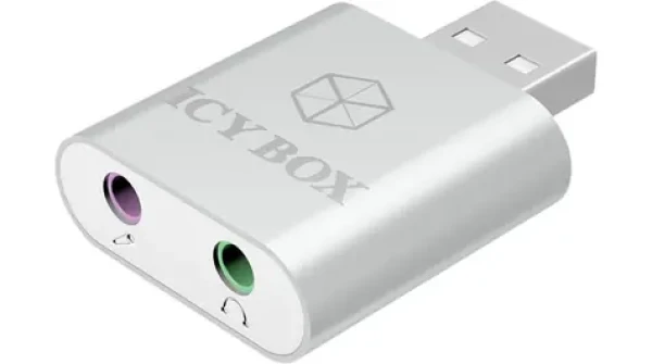Icy Box IB-AC527 černá / 3.5 mm stereo výstup / 3.5 mm mikrofon vstup / USB 2.0 (IB-AC527)