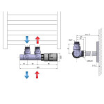 SAPHO - TWIN připojovací sada ventilů termostatická pro středové připojení, pravá, chrom CP3010S