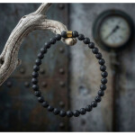 Pánský náramek Fernando Gold - 6 mm lávový kámen, Černá 25 cm