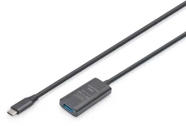 Digitus USB-C - USB-A černá / Prodlužovací kabel / Aktivní / USB 3.2 Gen1 5 Gbps / 5 m (DA-73110)