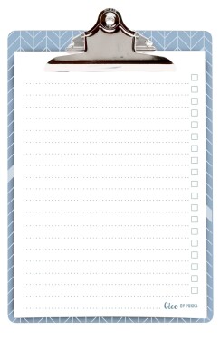 Psací podložka papírová s klipem s poznámkovými listy, 170x245mm, 50 listů, 100g papír