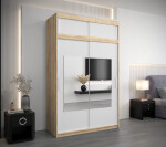 Šatní skříň Abi To s nástavcem Barva korpusu: Dub Sonoma, Rozměry: 150 cm, Dveře: Černá