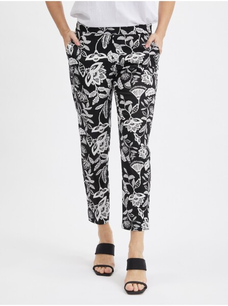 Orsay Bílo-černé dámské vzorované kalhoty dámské