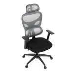 Kancelářská židle, šedá síťovina, černý plast, kolečka na tvrdé podlahy