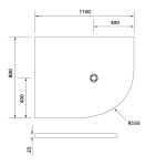 POLYSAN - FLEXIA vanička z litého mramoru čtvrtkruh, s možností úpravy rozměru, 110x80cm, R550, levá 91261