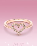 Emporial Elenys prsten Třpytivé srdce Rose Gold 14k růžové zlato Velikost: 5 (EU: 49-50)