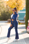 Sexy tmavý denim použitý vzhled flarred Jeans denimblue