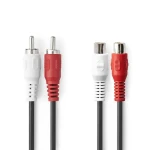 Nedis Stereo Audio kabel 2x RCA (M) - 2x RCA (F) 5.00 m černá (CAGB24205BK50)