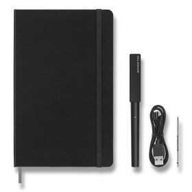 Moleskine Smart Writing Sada pen 3 + Smart tablet zápisník L, černý, linkovaný