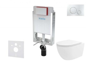 Kielle - Genesis Set předstěnové instalace, klozetu Oudee Vortex, sedátka softclose a tlačítka Gemini II, lesklý chrom 30505SZ92