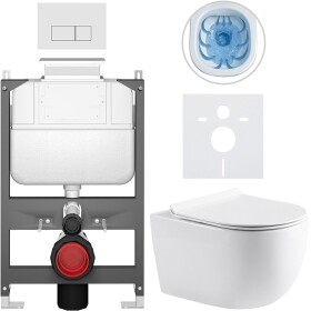 CERANO - Kompletní WC set Basic/Felci - bílá lesklá - WC tlačítko Modulo/Bílá - ovládání shora - předstěnová instalace - 53x37 CER-8050BD86090