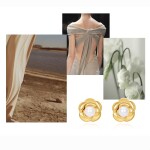 Elegantní květinové náušnice s perlou Viviane - stříbrné zapínání, Zlatá Bílá