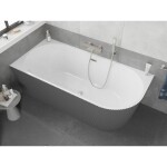MEXEN/S - Silo volně stojící rohová vana levá reliéf 170 x 80, bílá/šedá, sifon a přepad nikl kartáčovaný 52891708062L-97