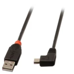 Lindy černý 0,5 m / USB kabel / USB-A - Mini-USB B / 90° úhel / 480 Mbit/s (31970)