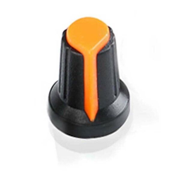 Knoflík na potenciometr - Černo oranžový, 6 mm