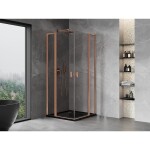 MEXEN/S - Mist L Duo sprchový kout dveře křídlové 90 x 90, transparent, měď kartáčovaná 8A4L-090-090-65-00
