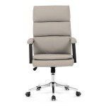 Křeslo kancelářské, béžová ekokůže, kříž kov chromový, houpací mechanismus, čalouněné područky