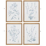 Ib Laursen Obraz v rámu Green Flower Motif 30 × 40 cm A, modrá barva, sklo, dřevo, papír