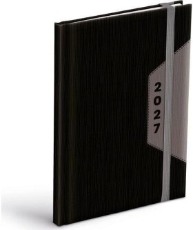 Diář 2027 T805 PU černý/šedý s gumkou