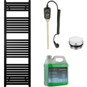 CERANO Koupelnový elektrický radiátorový set Donovan - 300W - černá matná - 1600x500 mm