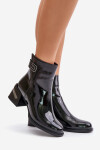 Lakované Boty Na Podpatku Zateplené Černé MR880-093 38