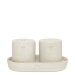 Bastion Collections Set solničky a pepřenky ve stojánku June Clay, krémová barva, keramika