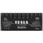 TESLA BLACK+ alkalická baterie AAA 10 ks / LR03 / mikrotužková / fólie (14031010)