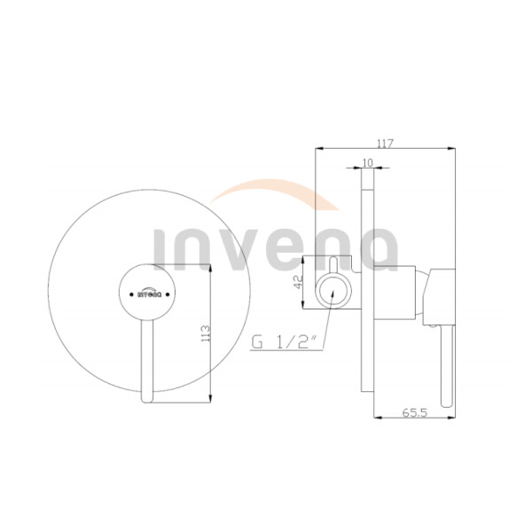 INVENA - 1-cestná nástěnná baterie DAFNI, round, černá BP-88-4O1-A