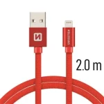Swissten 71523306 USB 2.0 typ A na Lightning, USB 2.0, zástrčka A - zástrčka Lightning, opletený, 2m, červený