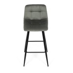 Židle barová, zelená látka, čtyřnohá kovová podnož, černý mat