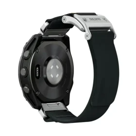 Aulumu C11 Mag-Buckle Slim Řemínek pro Garmin Watch (QuickFit 26mm), stříbrná přezka, černý řemínek (6975941661693)