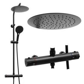 Erga Bergen Therm, sprchová souprava s termostatickou baterií a dešťovou hlavicí 25cm, černá matná, ERG-YKA-BP.BERGEN-THERM-25-BLK