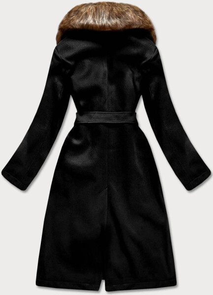 Černý dámský kabát s kožíškem (SASKIA) odstíny černé S (36)