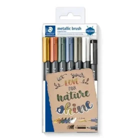 STAEDTLER Popisovač Metallic White brush / sada 6+1 ks / štětcový hrot / 1-6 mm (8321 TB7)