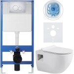 CERANO - Kompletní WC set Profi/Dure - bílá lesklá - WC tlačítko Duo/Chrom - předstěnová instalace - 51x35 CER-8050BD84283