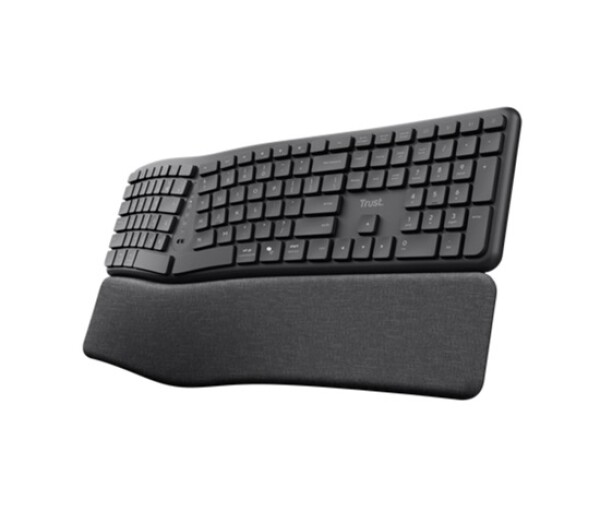 TRUST klávesnice Keyra, Ergonomická, Bezdrátová, US, černá EDF_1667504