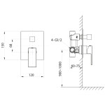 SAPHO - CUBEMIX podomítková sprchová baterie, 2 výstupy, černá mat CM042B