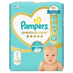 Pampers Premium Care Velikost 1, 72 Plenek, 2kg-5kg