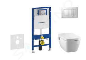 GEBERIT - Duofix Modul pro závěsné WC s tlačítkem Sigma30, matný chrom/chrom + Tece One - sprchovací toaleta a sedátko, Rimless, SoftClose 111.300.00.5 NT7