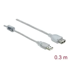 Delock transparentní / Prodlužovací kabel USB 2.0 / USB-A samec - USB-A samice / 0,3 m / 480 Mbit/s (82244)