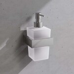 STEINBERG - 460 Dávkovač mýdla s držákem, bílé sklo/chrom 460 8001
