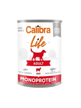 CALIBRA Konzerva Dog Life Adult hovězí s mrkví 400 g / Konzerva pro psy / dospělí psi / hypoalergenní