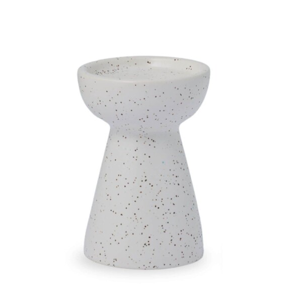 Storefactory Keramický svícen Högalid Vanilla 14 cm, šedá barva, bílá barva, keramika