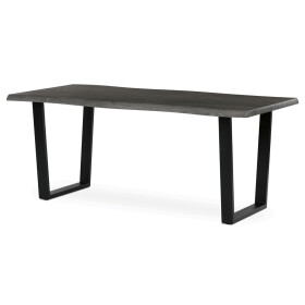 Stůl jídelní, 180x90x75 cm, MDF deska, dekor šedý dub, kovová nohy ve tvaru U, černý matný lak