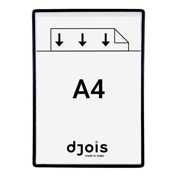 Djois rámeček s kapsou samolepicí, A4, otevřený shora, nepermanentní, černý, 5 ks