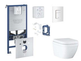 GROHE - Rapid SLX Set předstěnové instalace, klozetu, sedátka SoftClose, tlačítka Skate Cosmopolitan a sady pro vhazování tablet, Triple Vortex, alpská bílá SANI11BB3136
